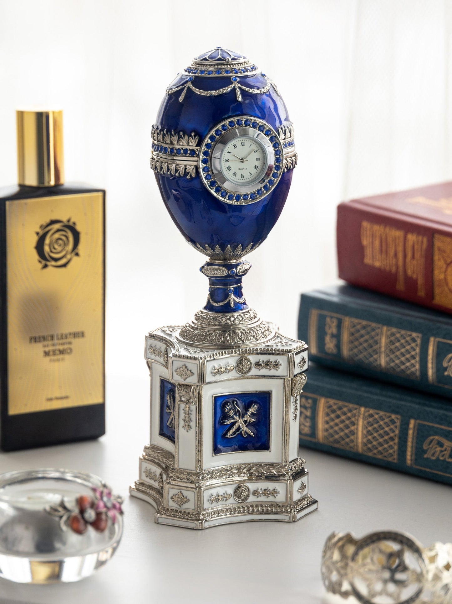 Area Blue Faberge Egg with a Pearl and a Clock