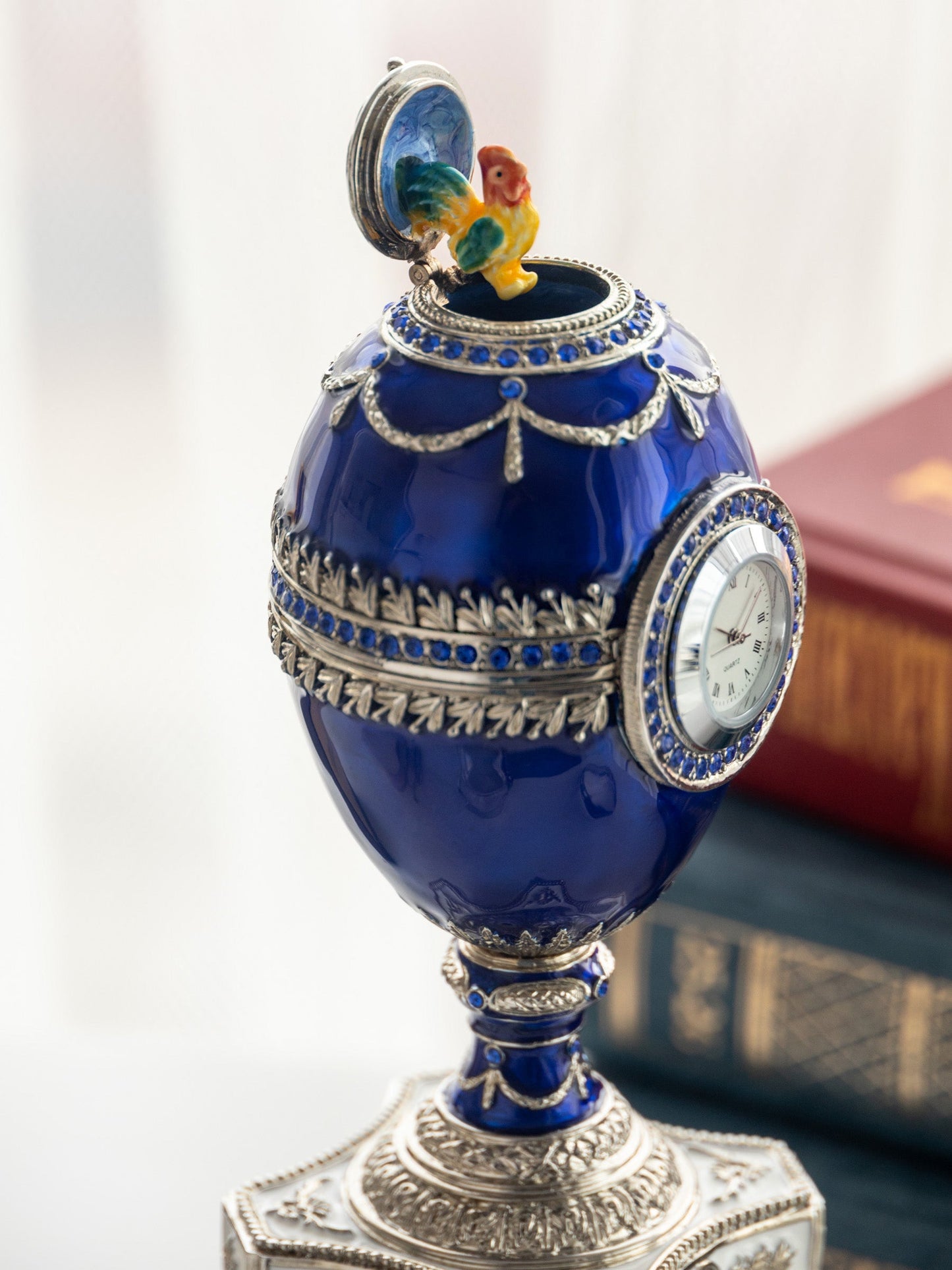 Area Blue Faberge Egg with a Pearl and a Clock