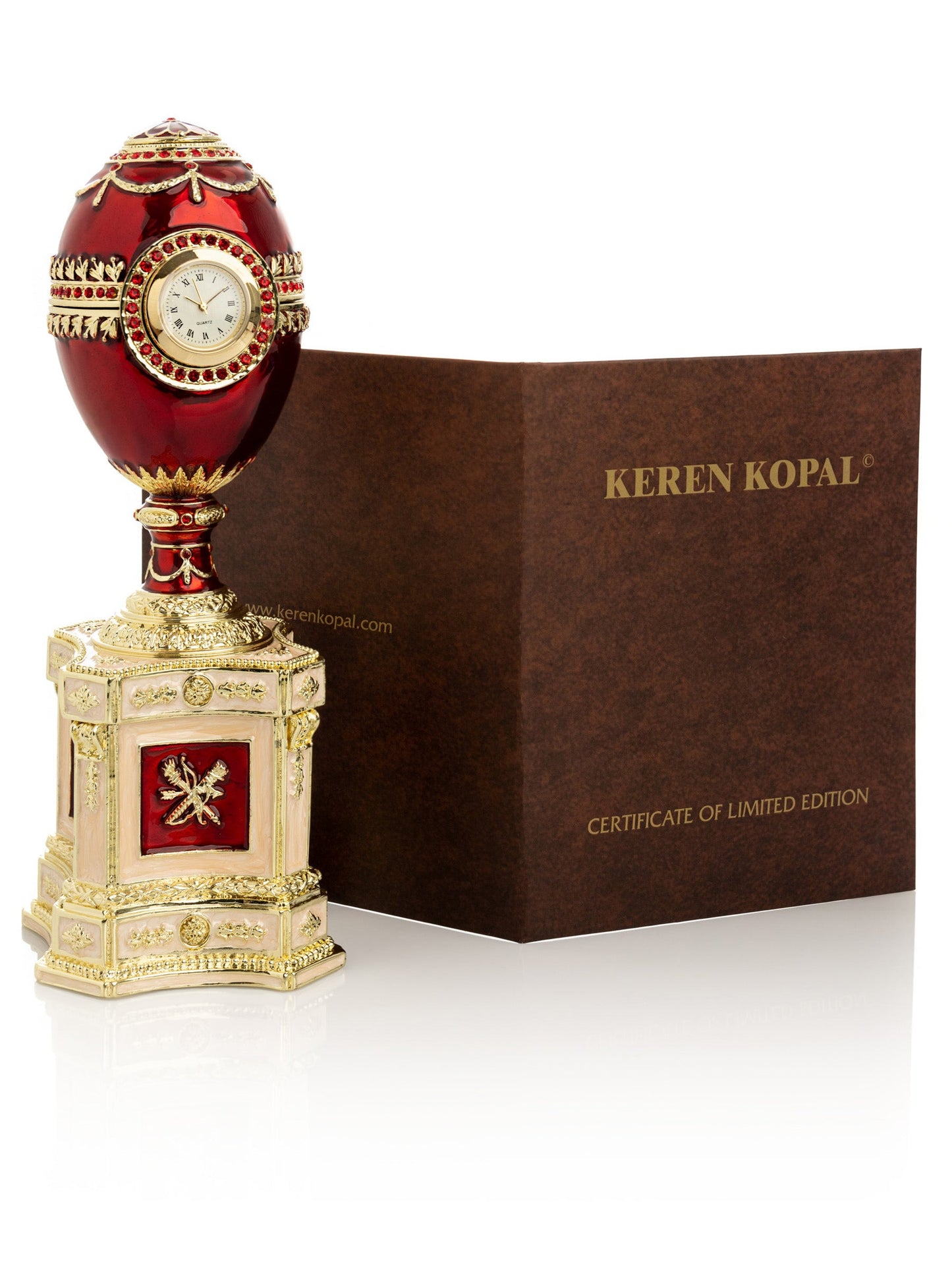 Area Red Faberge Egg with a Pearl and a Clock