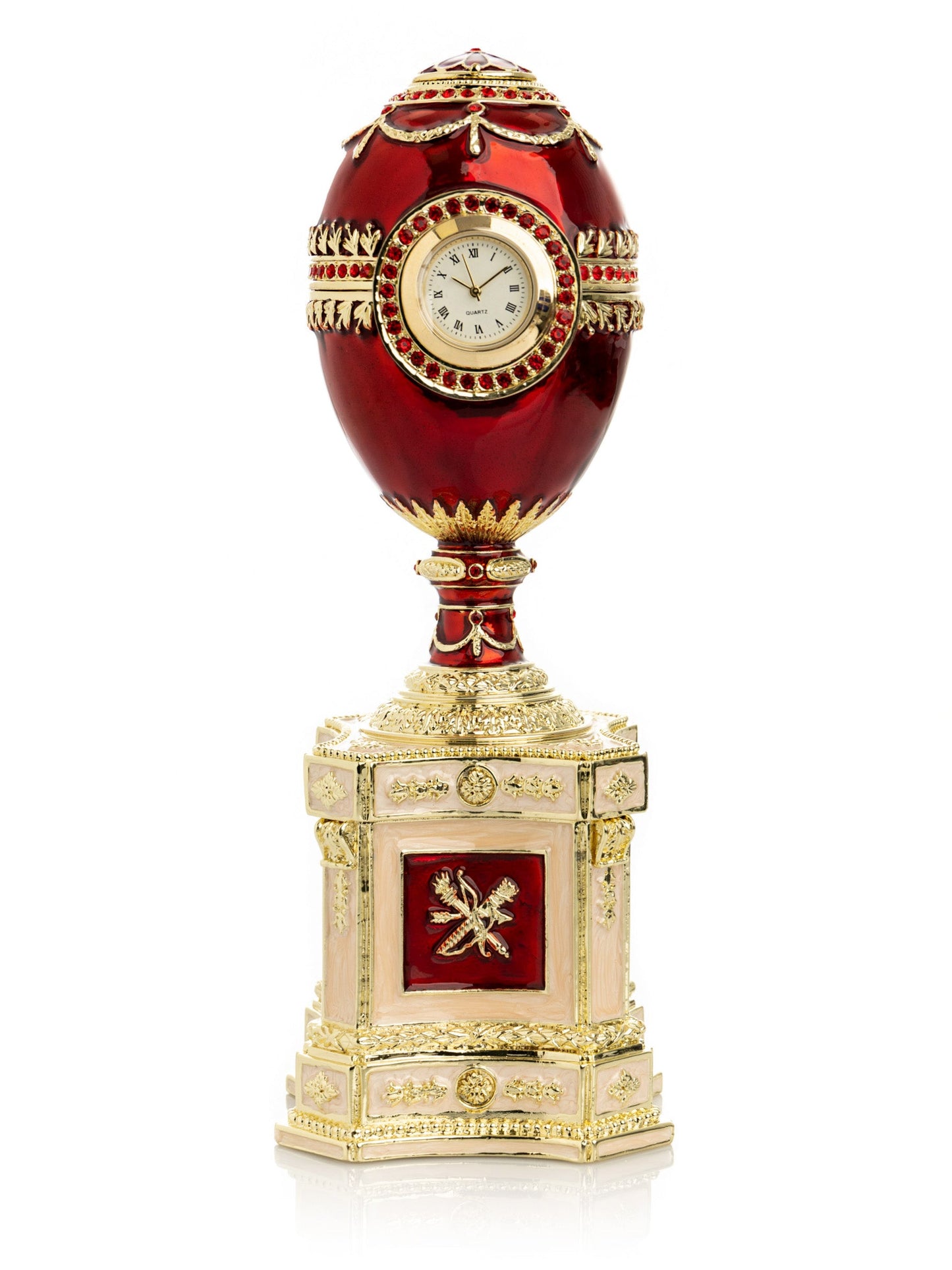 Area Red Faberge Egg with a Pearl and a Clock