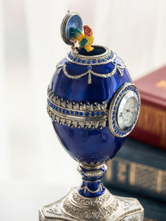 Area Blue Faberge Egg with a Pearl and a Clock