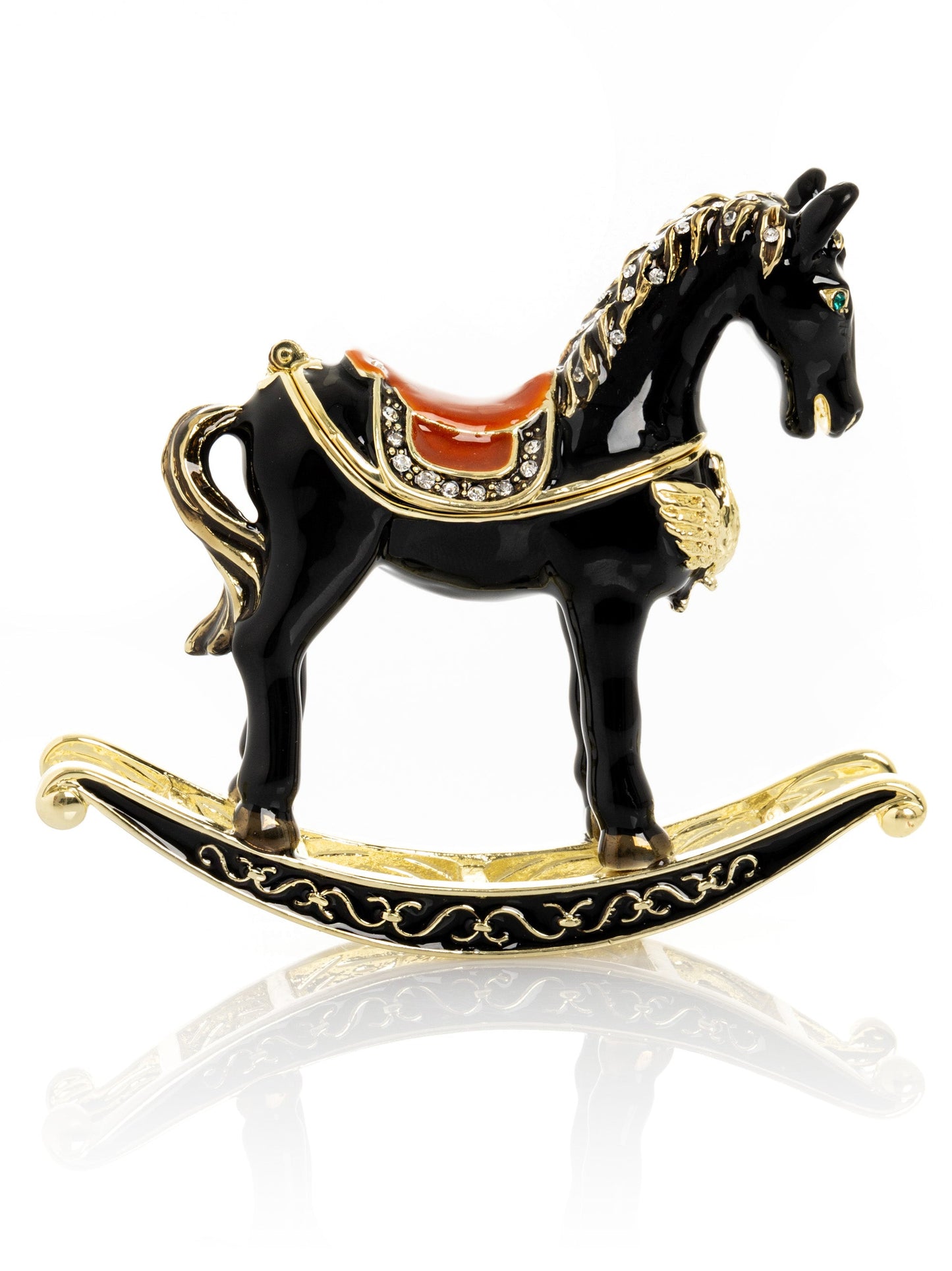 Area Black & Gold Vintage Rocking Horse Trinket Box