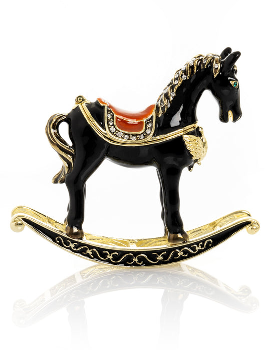 Area Black & Gold Vintage Rocking Horse Trinket Box