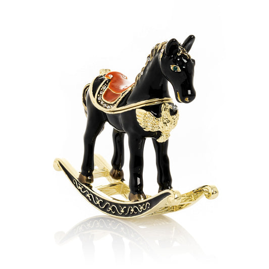 Area Black & Gold Vintage Rocking Horse Trinket Box