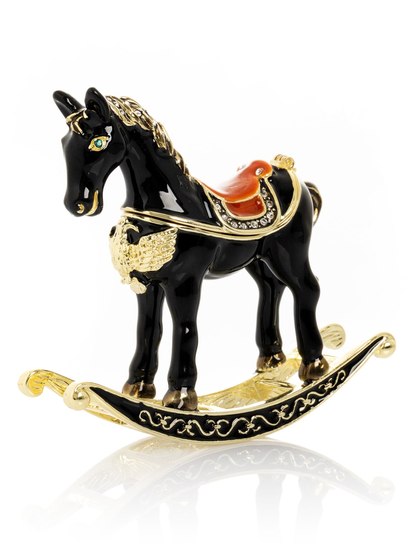 Area Black & Gold Vintage Rocking Horse Trinket Box