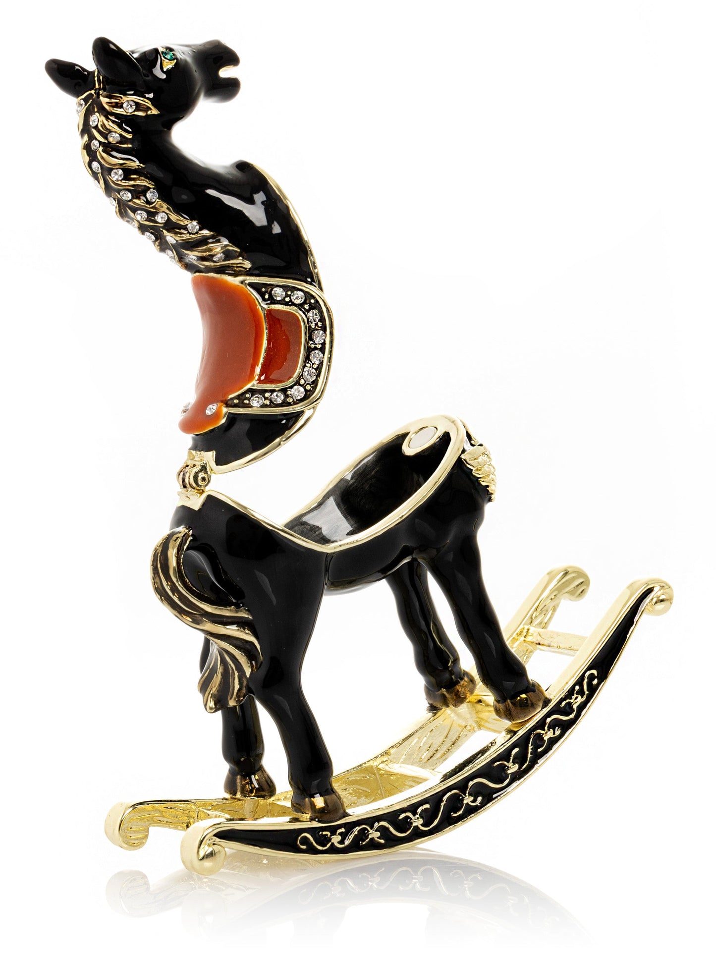 Area Black & Gold Vintage Rocking Horse Trinket Box