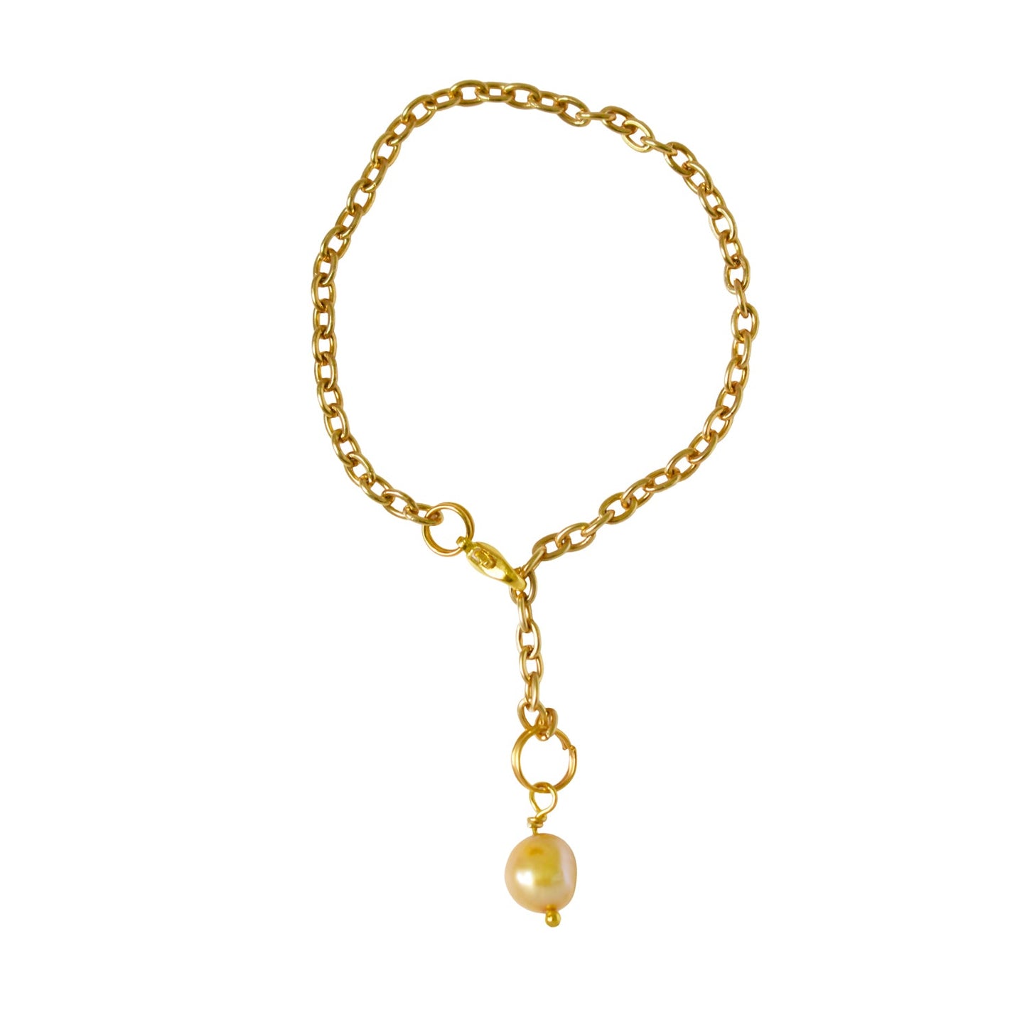 Area Gold freshwater pearl adjustable bracelet or anklet on gold plated chain