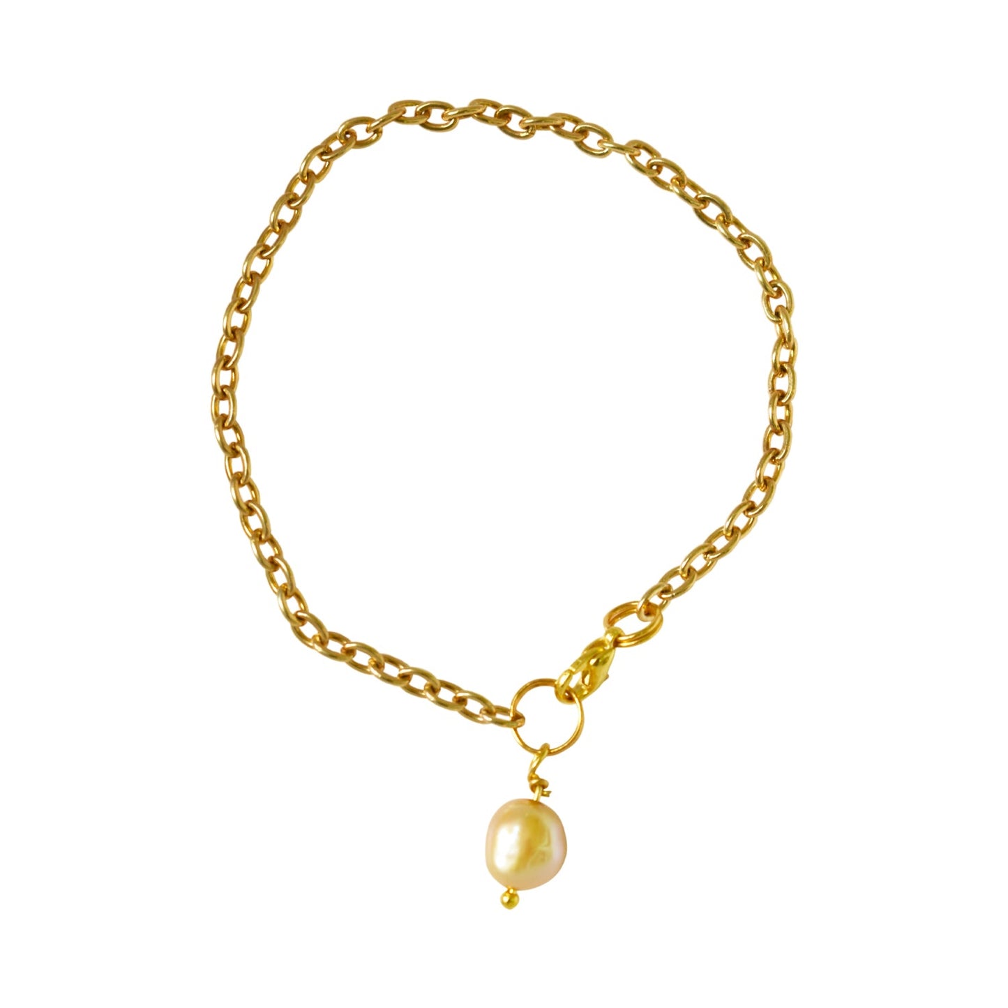 Area Gold freshwater pearl adjustable bracelet or anklet on gold plated chain